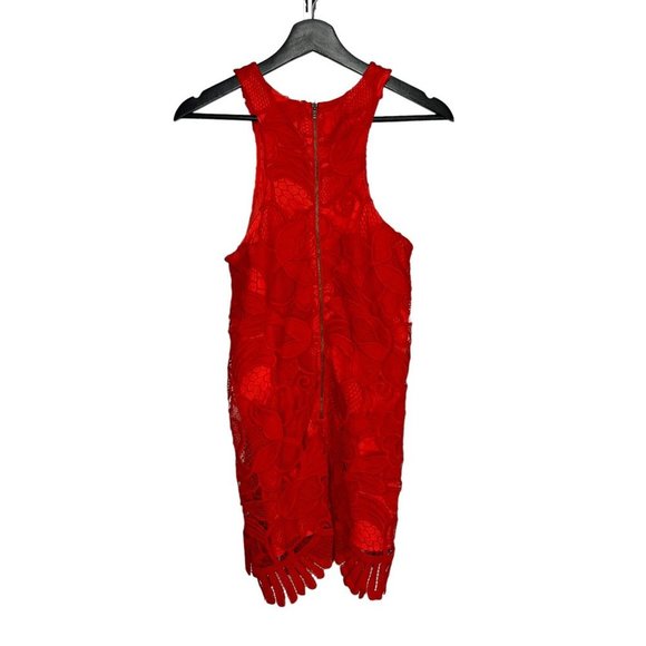 Lovers and Friends Red Crochet Floral Lace Sleeveless Above Knee Dress Small - Picture 3 of 9